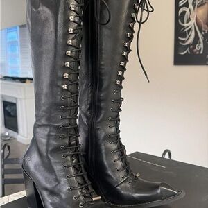 John Fluevog Black Lace-Up Boots
